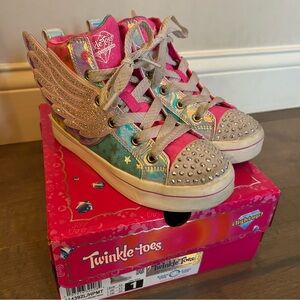 Skechers Twinkle Toes Dreamy Wings Light Up Rainbow Sneakers size 1
